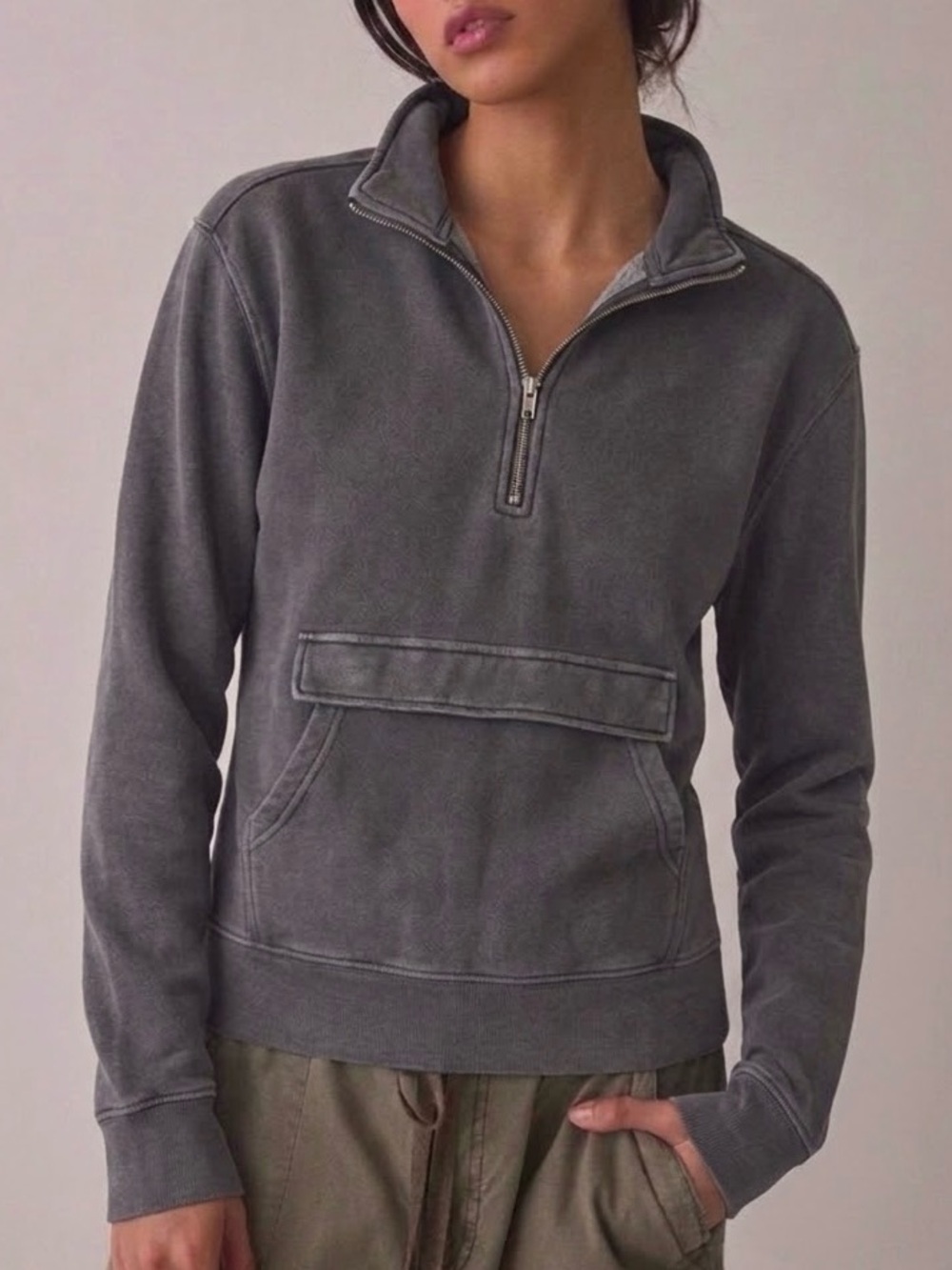 Original Use 1/4 Zip Pullover Fleece Sweatshirt Womens Size Small Charcoal Grey